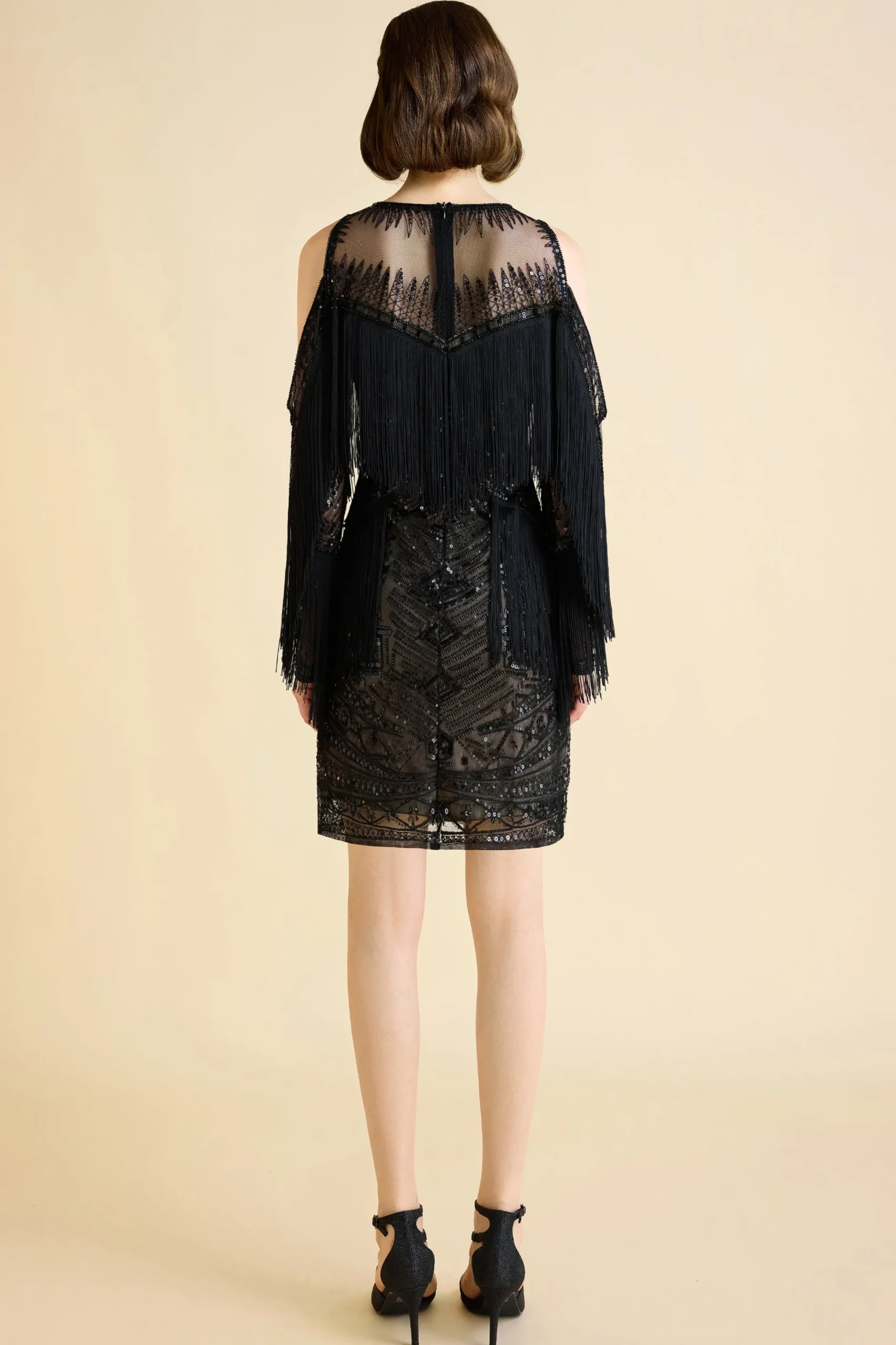 BABEYOND Flapper Dresses | Fringe<Glamorous Off-Shoulder Beaded Fringe Flapper Dress