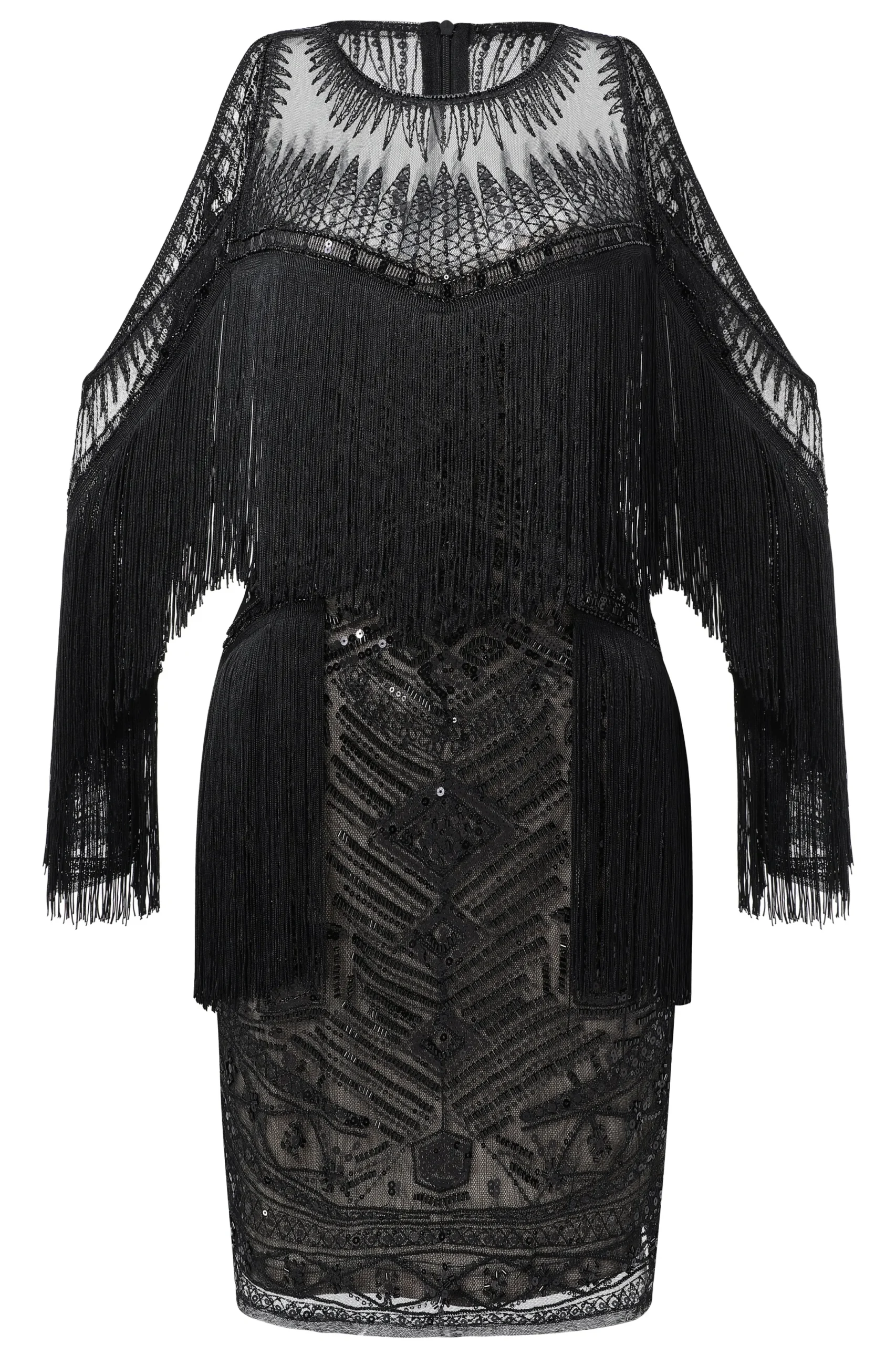 BABEYOND Flapper Dresses | Fringe<Glamorous Off-Shoulder Beaded Fringe Flapper Dress