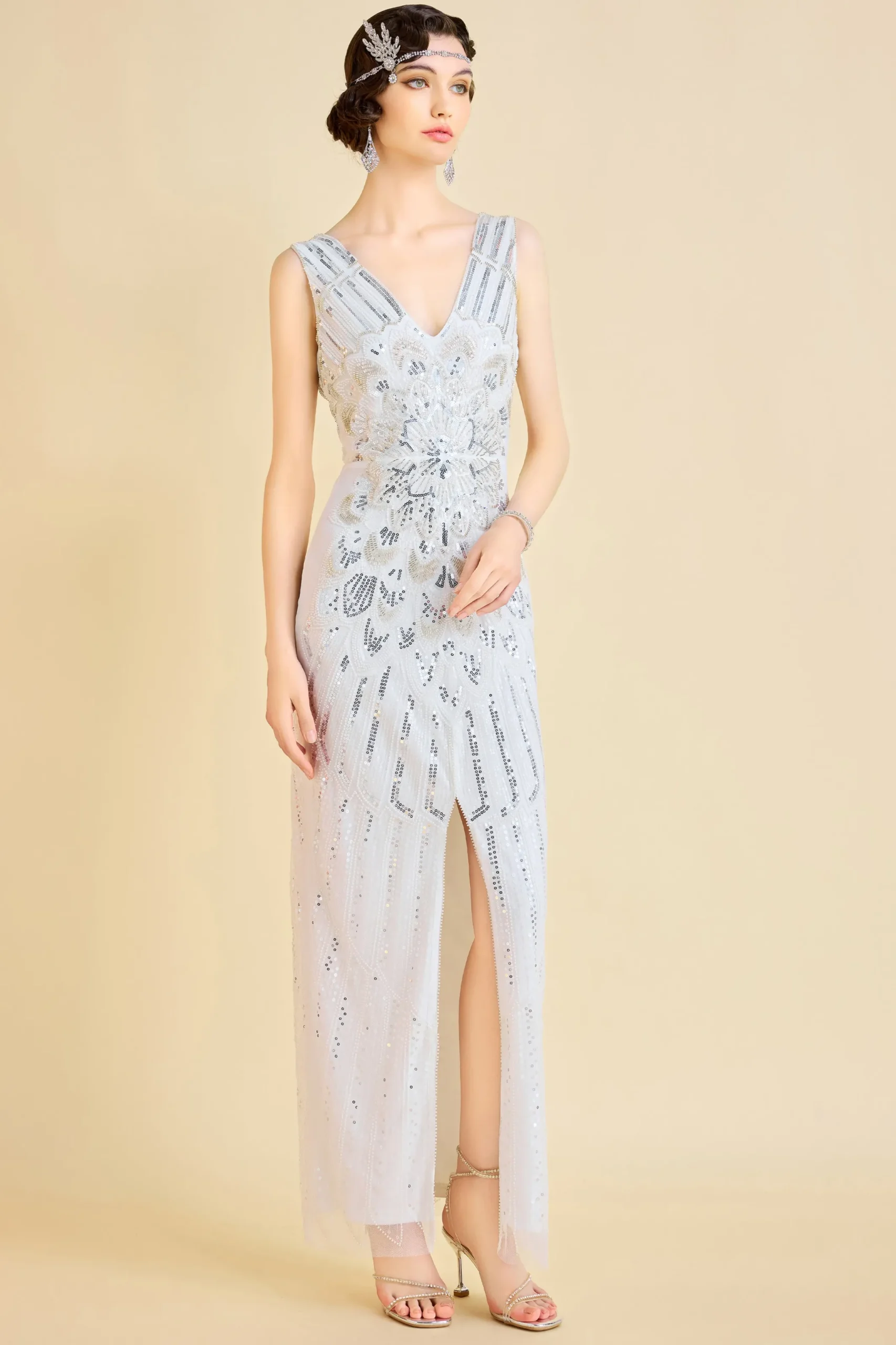BABEYOND Evening Dresses | Wedding Dresses<Glamorous Peacock Sequin Slit Evening Gown