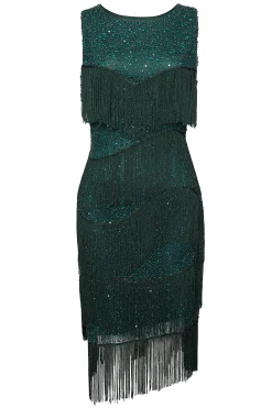 BABEYOND Flapper Dresses | Fringe<Glitter Tiered Fringe Bias Hem Dress