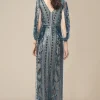 BABEYOND Evening Dresses | Formal Dresses<Glittering Sheer-Sleeve Sequined Evening Gown