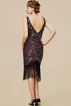 BABEYOND Flapper Dresses | Fringe<Iridescent Beaded V-Neck Prom Dress