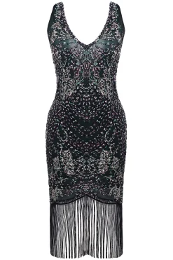 BABEYOND Flapper Dresses | Fringe<Iridescent Beaded V-Neck Prom Dress