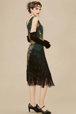 BABEYOND Flapper Dresses | Festivals<Irregular Tassel Hem Peacock Dress