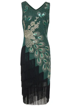 BABEYOND Flapper Dresses | Festivals<Irregular Tassel Hem Peacock Dress