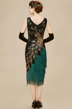 BABEYOND Flapper Dresses | Festivals<Irregular Tassel Hem Peacock Dress