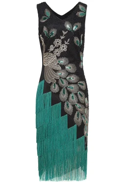 BABEYOND Flapper Dresses | Festivals<Irregular Tassel Hem Peacock Dress