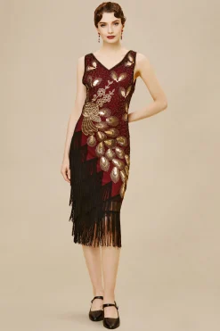 BABEYOND Flapper Dresses | Festivals<Irregular Tassel Hem Peacock Dress