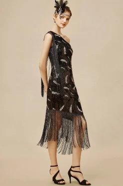 BABEYOND Fringe | Party<La Revue Nègre Feather Sequins Evening Gown