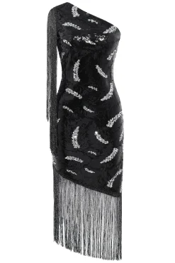 BABEYOND Fringe | Party<La Revue Nègre Feather Sequins Evening Gown