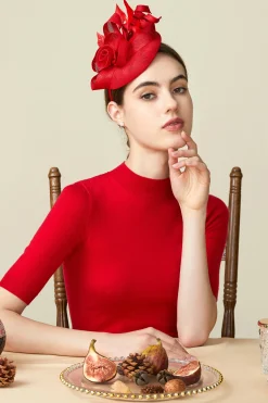 BABEYOND Fascinators<Lofty Pillbox Rose Fascinator
