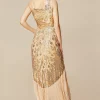 BABEYOND Flapper Dresses | Fringe<One Shoulder Strap Fringe Midi Dress