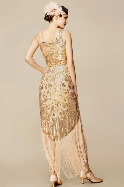 BABEYOND Flapper Dresses | Fringe<One Shoulder Strap Fringe Midi Dress