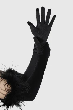 BABEYOND Gloves | Flapper<18.9" Ostrich Feather Satin Gloves