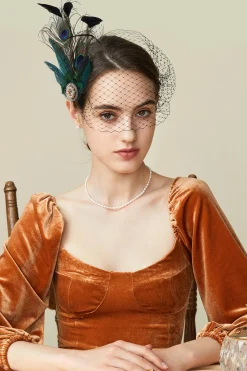 BABEYOND Fascinators<Peacock Feather Veil Tea Party Fascinator