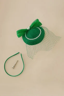 BABEYOND Fascinators<Pearl Studded Veil Feather Pillbox Fascinator