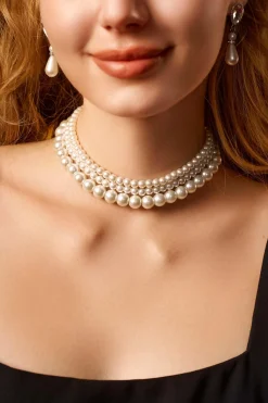 BABEYOND Necklaces | Pearl<Radiant Triple Layer Pearl Choker