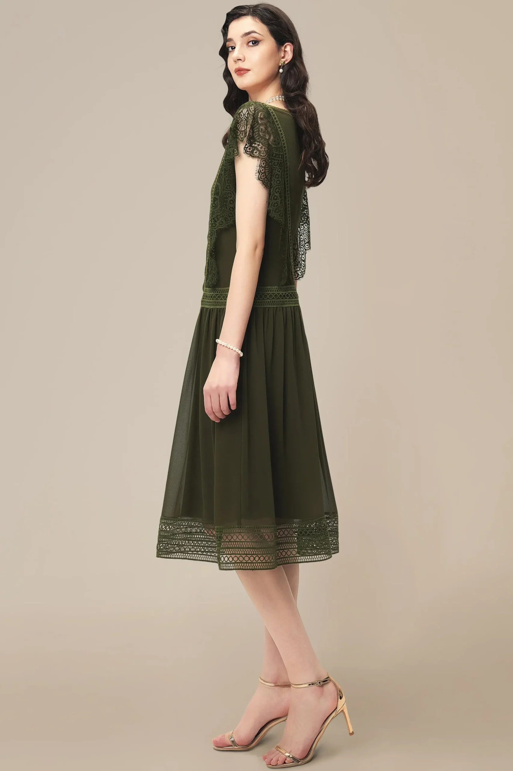 BABEYOND Day Dresses<Retro Charm Lace Trimmed Day Dress