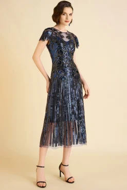 BABEYOND Flapper Dresses | Sequin<Retro Contrast Floral Bead Flapper Dress