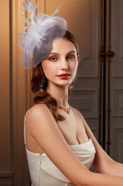 BABEYOND Fascinators<Retro Mesh Feather Beaded Fascinator