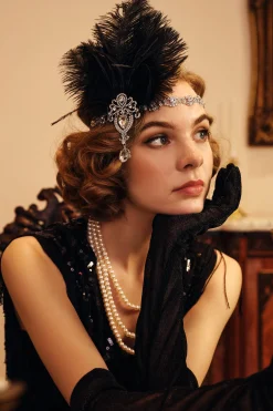 BABEYOND Rhinestone | Feather<Retro Ostrich Feather Headband