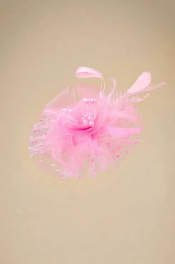 BABEYOND Fascinators<Retro Polka Dot Mesh Feather Fascinator
