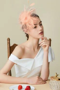 BABEYOND Fascinators<Retro Polka Dot Mesh Feather Fascinator