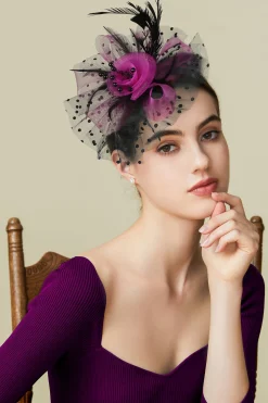 BABEYOND Fascinators<Retro Polka Dot Veil Derby Fascinator