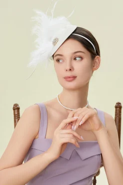 BABEYOND Fascinators<Rhinestone Derby Feather Pillbox Fascinator