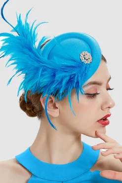 BABEYOND Fascinators<Rhinestone Derby Feather Pillbox Fascinator