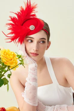 BABEYOND Fascinators<Rhinestone Feather Derby Fascinator