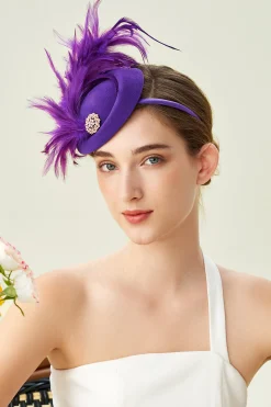 BABEYOND Fascinators<Rhinestone Feather Derby Fascinator