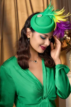 BABEYOND Fascinators<Rhinestone Feather Derby Fascinator