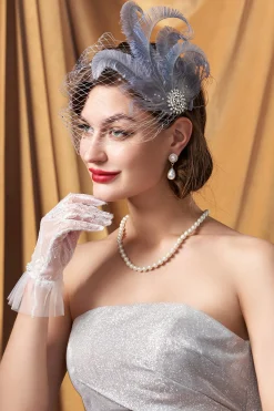 BABEYOND Fascinators | Rhinestone<Rhinestone Studded Feather Veil Fascinator
