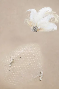 BABEYOND Fascinators | Rhinestone<Rhinestone Studded Feather Veil Fascinator