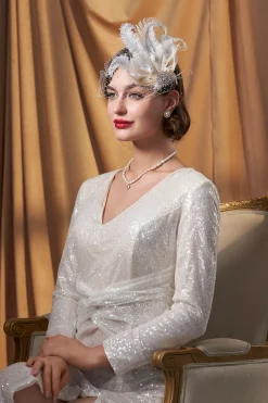 BABEYOND Fascinators | Rhinestone<Rhinestone Studded Feather Veil Fascinator