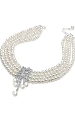 BABEYOND Necklaces | Rhinestone<Rhinestone Studded Multi-layer Pearl Necklace