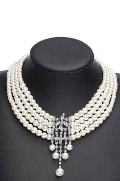 BABEYOND Necklaces | Rhinestone<Rhinestone Studded Multi-layer Pearl Necklace