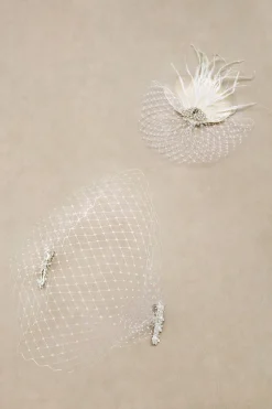 BABEYOND Fascinators | Rhinestone<Rhinestone Studded Veil Feather Fascinator