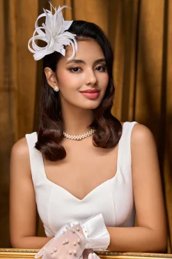 BABEYOND Fascinators<Ribbon Feather Hair Clip Fascinator