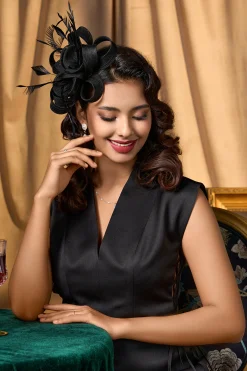 BABEYOND Fascinators<Ribbon Knot Feather Floral Fascinator