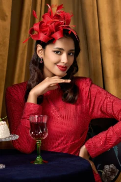 BABEYOND Fascinators<Ribbon Knot Feather Floral Fascinator