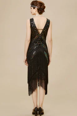 BABEYOND Fringe | Flapper Dresses<Rolling 20s Deep V-Neck Prom Dress