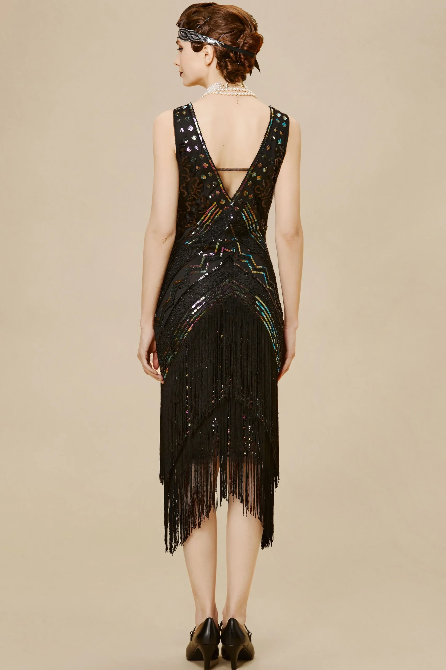 BABEYOND Fringe | Flapper Dresses<Rolling 20s Deep V-Neck Prom Dress