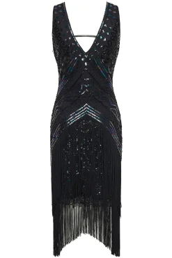 BABEYOND Fringe | Flapper Dresses<Rolling 20s Deep V-Neck Prom Dress