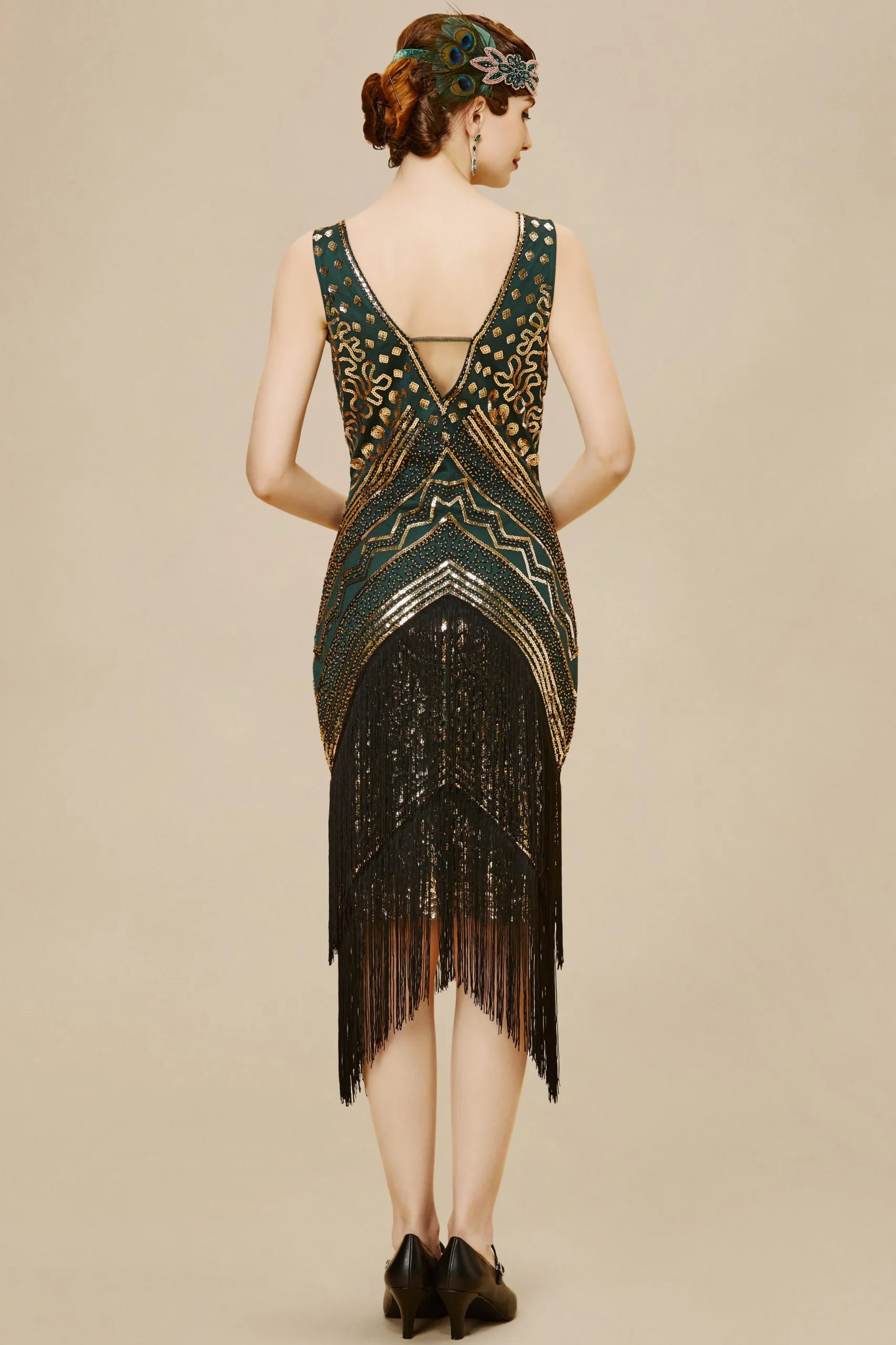 BABEYOND Fringe | Flapper Dresses<Rolling 20s Deep V-Neck Prom Dress