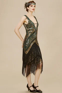 BABEYOND Fringe | Flapper Dresses<Rolling 20s Deep V-Neck Prom Dress