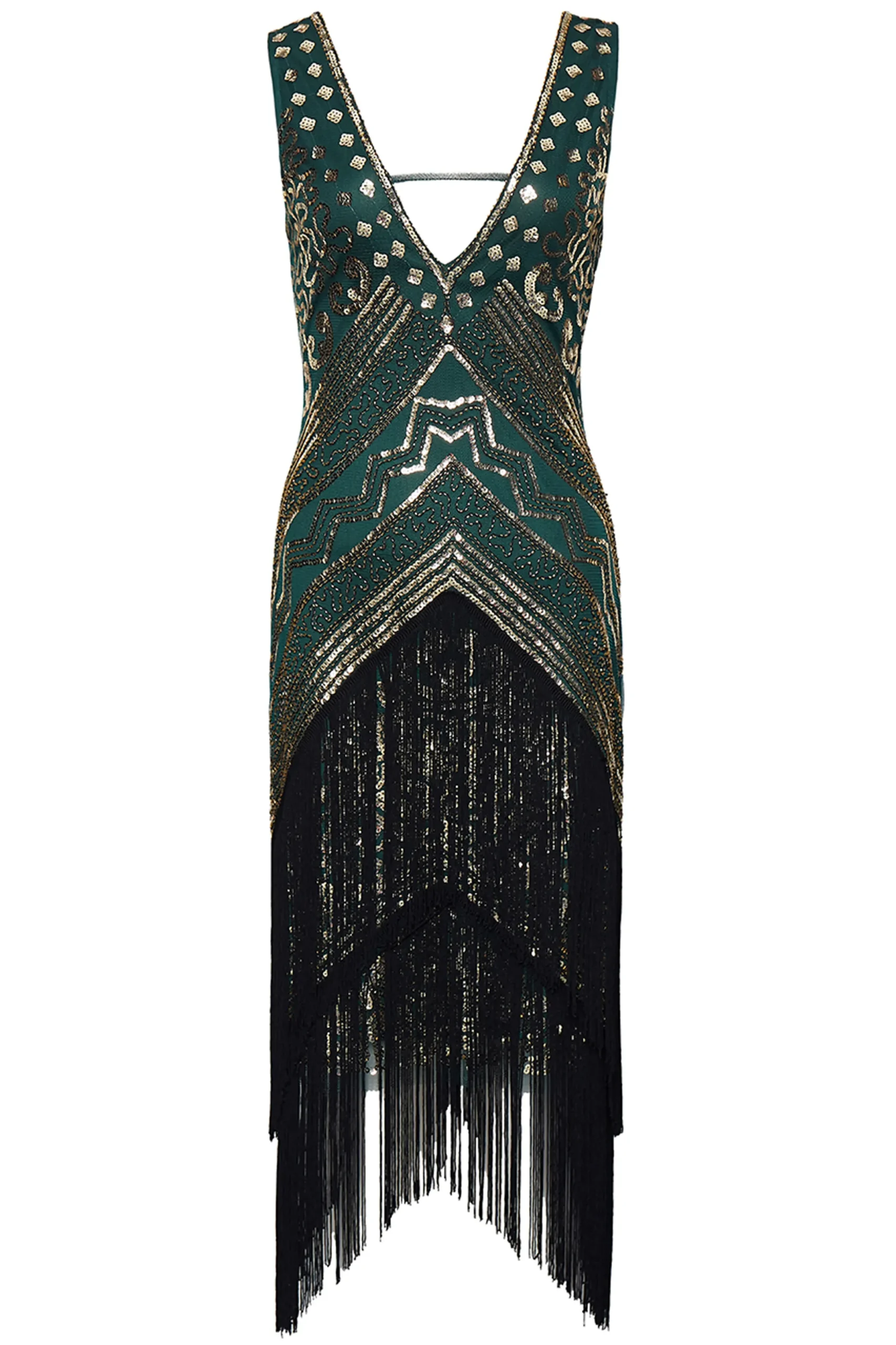 BABEYOND Fringe | Flapper Dresses<Rolling 20s Deep V-Neck Prom Dress