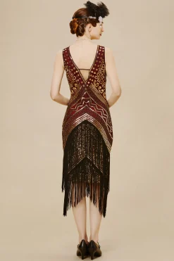 BABEYOND Fringe | Flapper Dresses<Rolling 20s Deep V-Neck Prom Dress