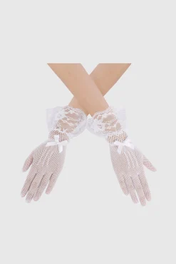 BABEYOND Gloves<9.45" Ruffled Lace Mesh Gloves